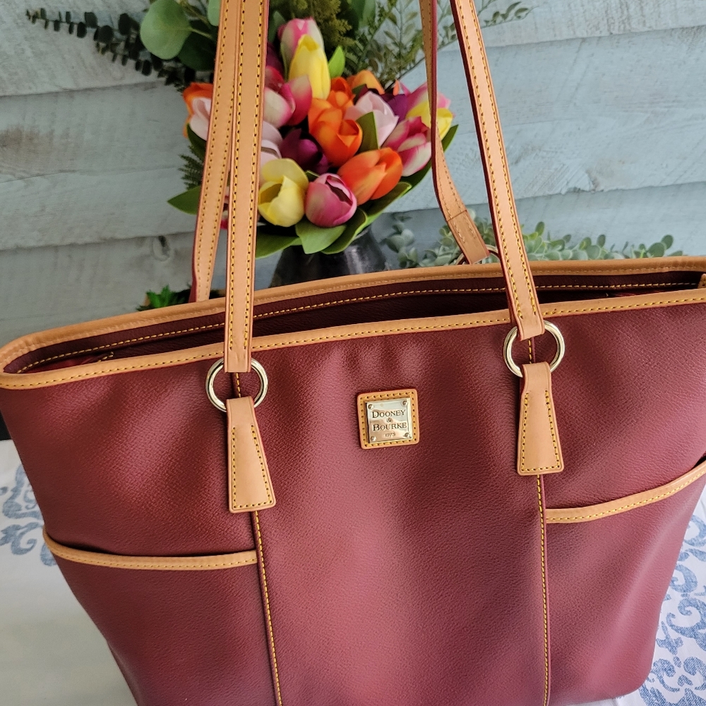 Dooney & Burke Large Red and Tan Purse Bag